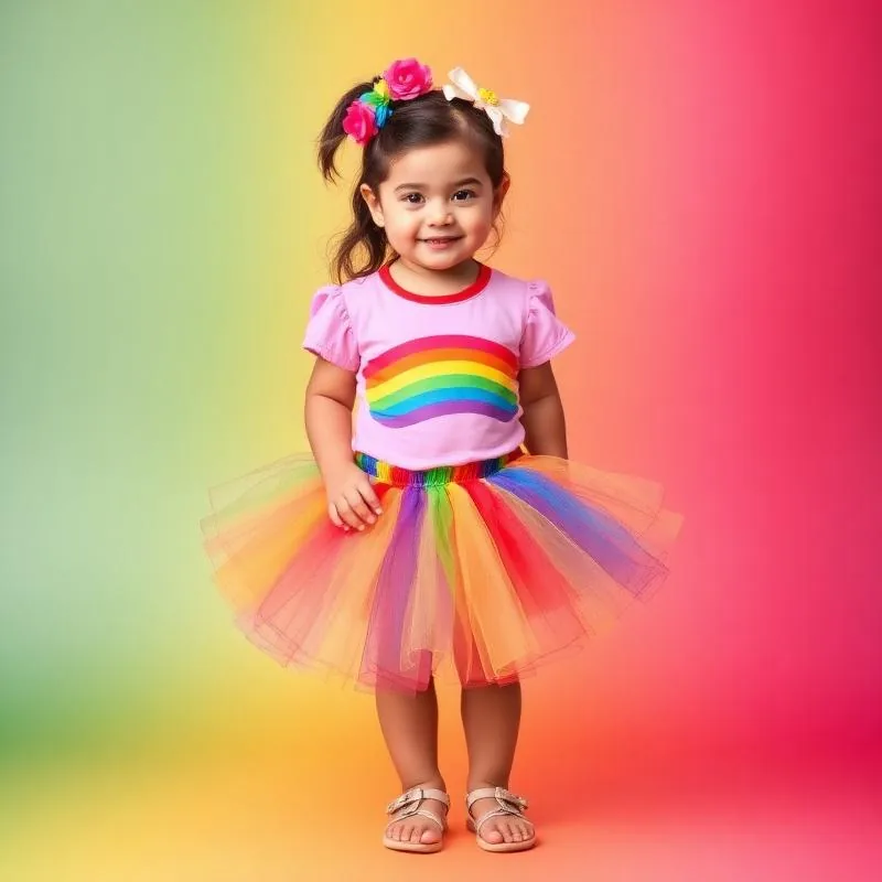 Stylish toddler girl rainbow tutu outfit